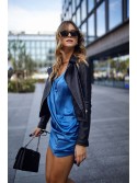 Rochie cămașă cu volane indigo FG641 - Magazin online - Boutique